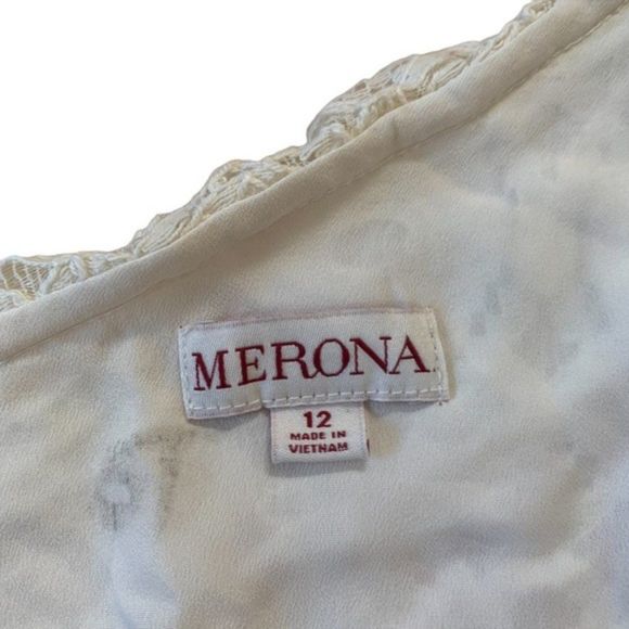 White Merona Lace One Shoulder Dress Size 12 - Picture 5 of 9